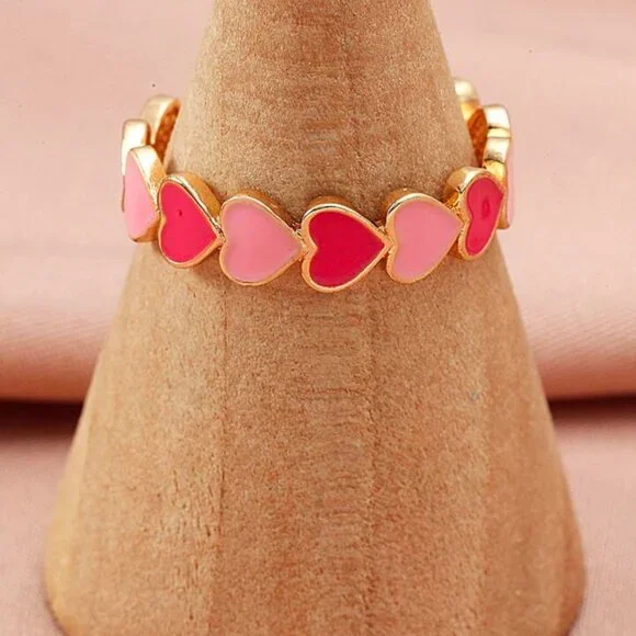 ONE LEFT---- Adjustable Colorful Heart-Shaped Inlaid Copper Ring - Picture 4 of 4